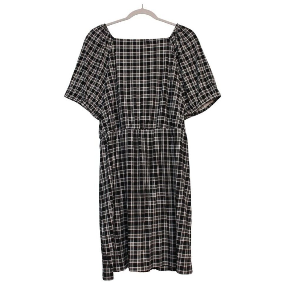 NWT LOFT Dress Size XL Gingham Puff Sleeve Faux Wrap Style Preppy Plaid Classic - Picture 7 of 13